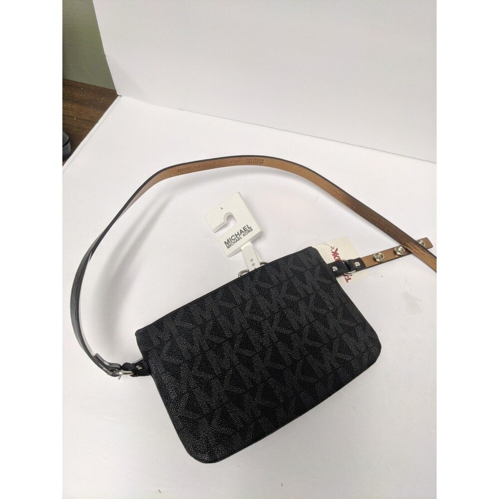 NWT Michael Kors Black MK Belt Bag Pull Chain